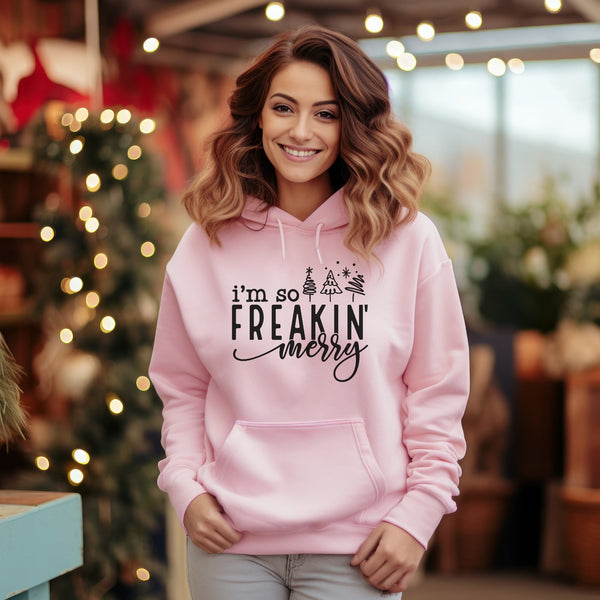 C & Win Sports I'm So freakin' Merry Hoodie Light Pink / S - C & Win Sports